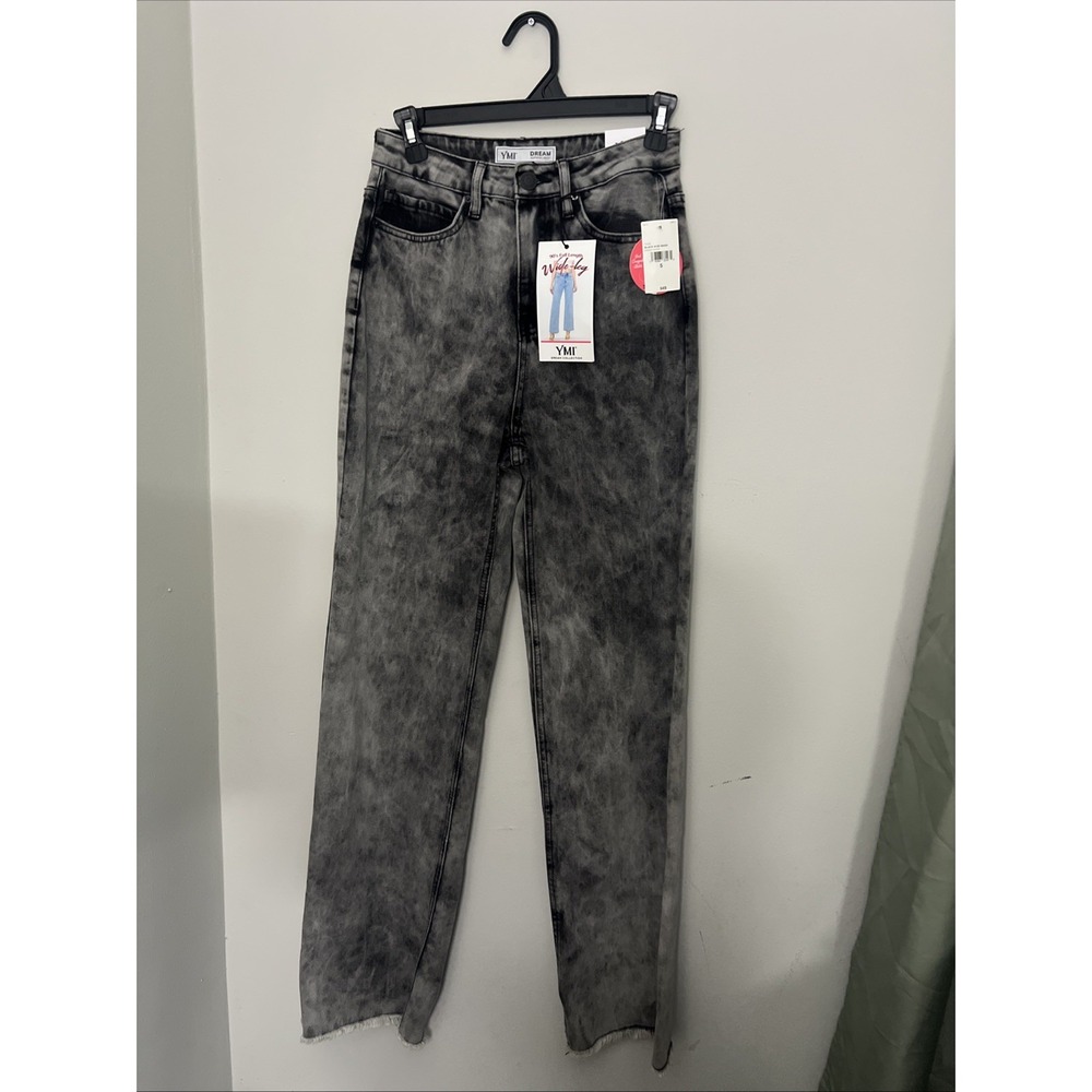 Y mi Jeans Dream Authentic Denim Size 5 /27 Black Acid Wash NWT 90's Full Length